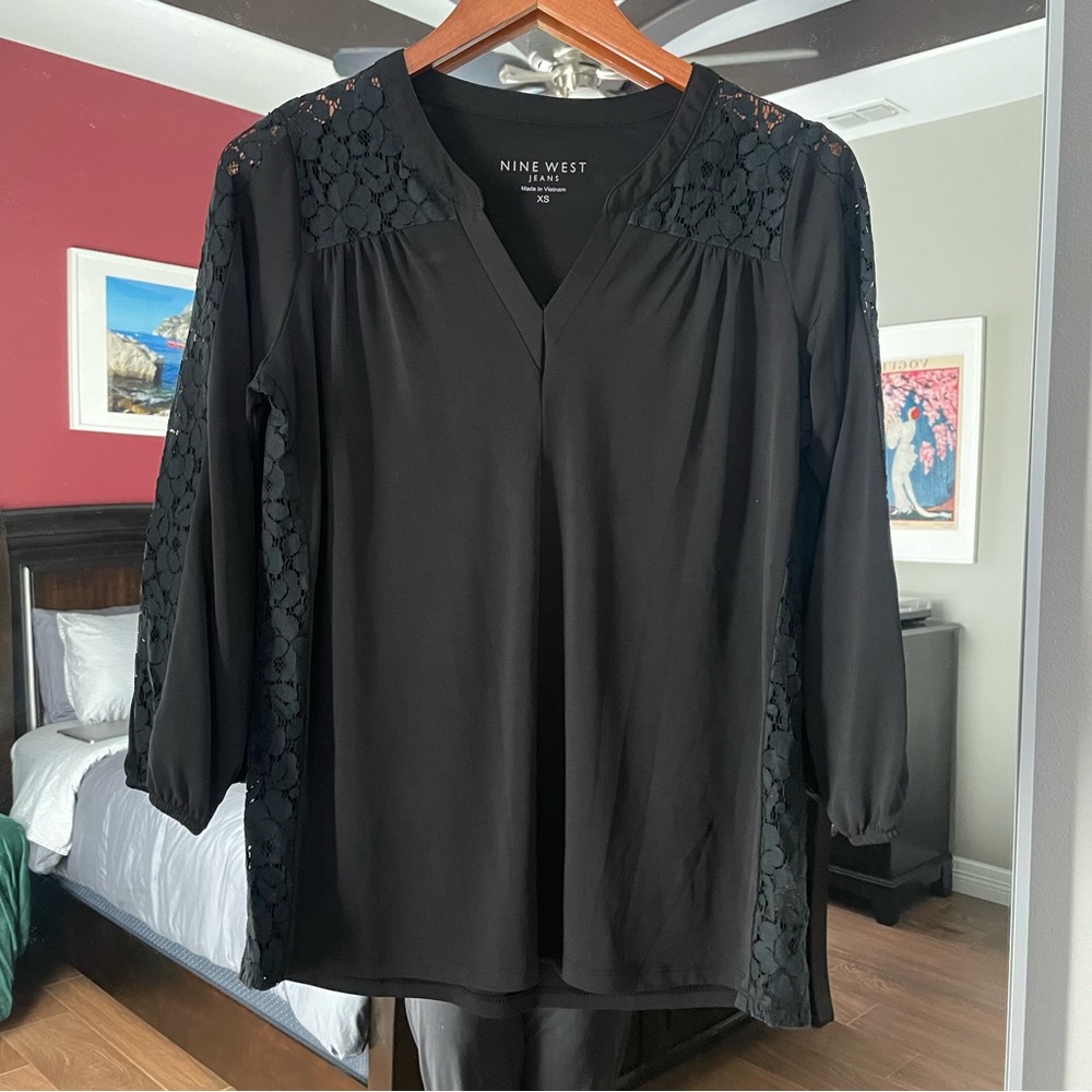 Nine West Black Blouse XS